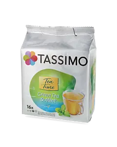 Tassimo Tea Time Green Tea & Mint package and capsule for Tassimo
