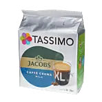Jacobs Caffé Crema Mild XL Packung und Kapsel für Tassimo